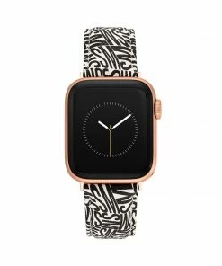 STEVEMADDEN ACCESSORIES Apple Watch® LOGO WATCH BAND BLACK/WHITE 42-44MM