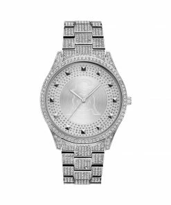 STEVEMADDEN ACCESSORIES CRYSTAL STATEMENT WATCH SILVER