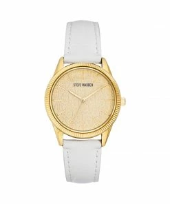 STEVEMADDEN ELEGANT EMBOSSED WATCH WHITE ACCESSORIES