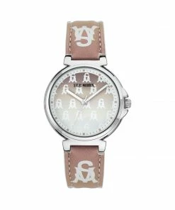 STEVEMADDEN STACKED LOGO WATCH BLUSH PINK