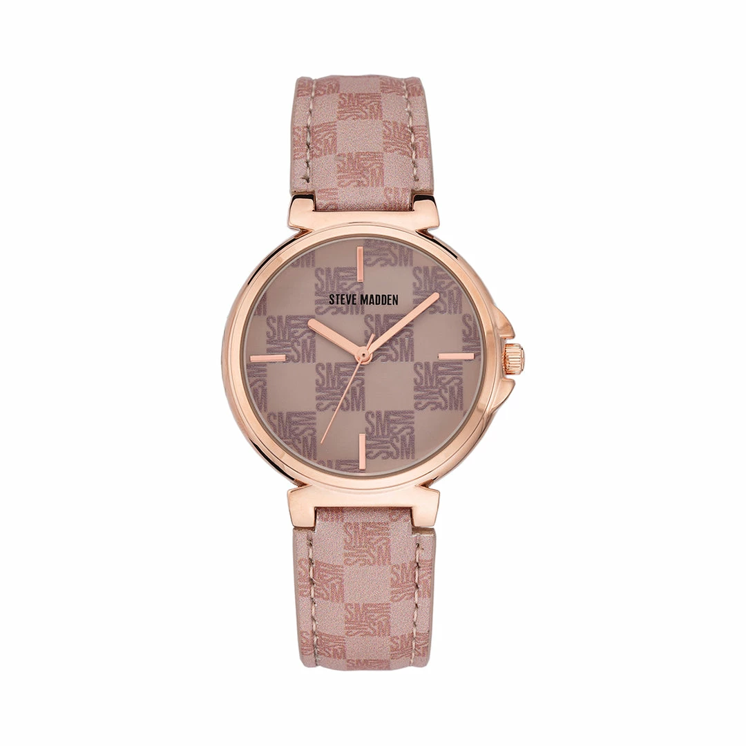 STEVEMADDEN BLOCK LOGO WATCH PINK