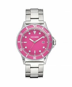 STEVEMADDEN CLEAR CASE STATEMENT WATCH PINK