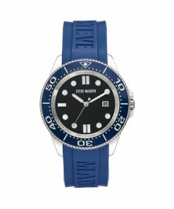 STEVEMADDEN RUBBERIZED ENAMEL CASE WATCH BLUE ACCESSORIES