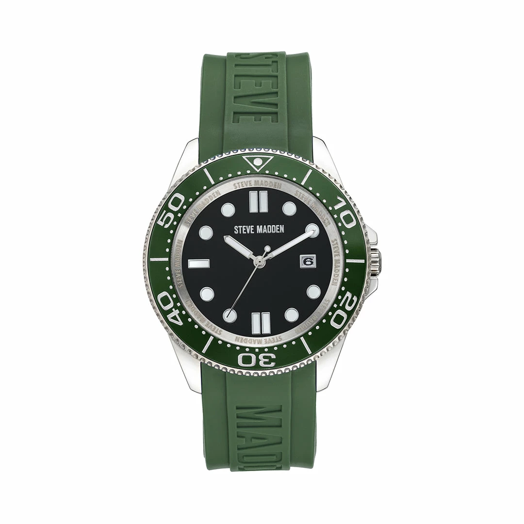 STEVEMADDEN RUBBERIZED ENAMEL CASE WATCH GREEN ACCESSORIES