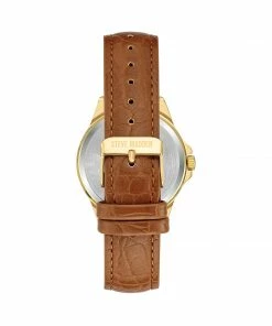 STEVEMADDEN CLASSIC EMBOSSED WATCH COGNAC
