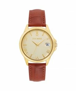 STEVEMADDEN CLASSIC EMBOSSED WATCH COGNAC