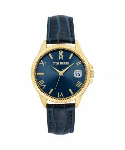 STEVEMADDEN ACCESSORIES CLASSIC EMBOSSED WATCH NAVY