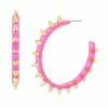 SteveMadden SPIKE RESIN HOOP EARRINGS PINK NEON