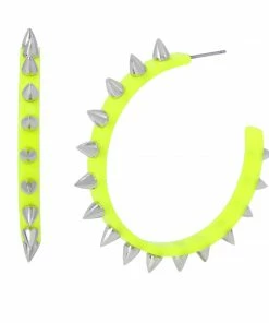 SteveMadden ACCESSORIES SPIKE RESIN HOOP EARRINGS GREEN