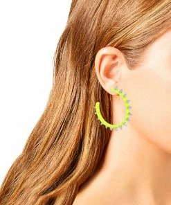 SteveMadden ACCESSORIES SPIKE RESIN HOOP EARRINGS GREEN