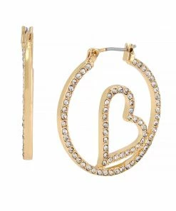SteveMadden RHINESTONE HEART HOOP EARRINGS