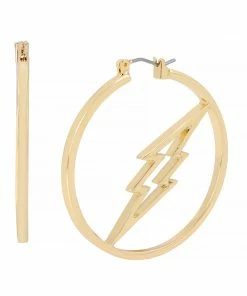 SteveMadden LIGHTNING BOLT HOOP EARRINGS GOLD