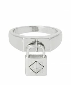 STEVEMADDEN LOCKED UP RING SILVER NEW & NOW