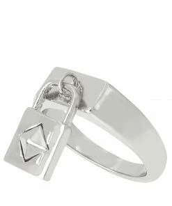STEVEMADDEN LOCKED UP RING SILVER NEW & NOW