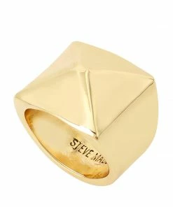STEVEMADDEN PYRAMID SIGNET RING GOLD