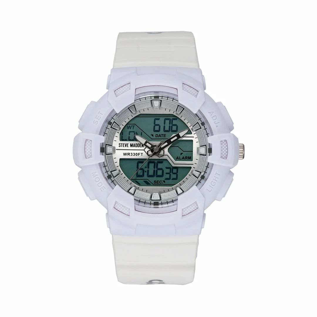 STEVEMADDEN OVERSIZED SPORT WATCH WHITE ACCESSORIES