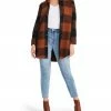 SteveMadden ELDRIDGE PLAID COAT COGNAC