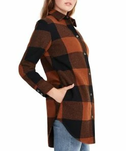 SteveMadden ELDRIDGE PLAID COAT COGNAC