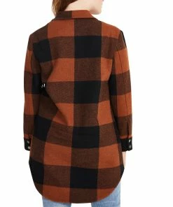 SteveMadden ELDRIDGE PLAID COAT COGNAC
