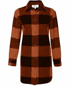 SteveMadden ELDRIDGE PLAID COAT COGNAC