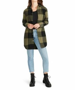 SteveMadden ELDRIDGE PLAID COAT SAGE