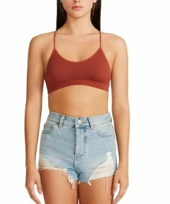 SteveMadden THE ELLA MESH BRALETTE RUST WOMEN'S CLOTHING