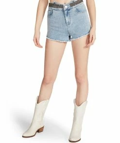 STEVEMADDEN STUDDED DENIM SHORTS