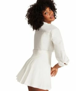 STEVEMADDEN PLEATED SKORT DRESS WHITE WOMEN'S CLOTHING