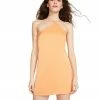 STEVEMADDEN ASYMMETRICAL SATIN SLIP DRESS ORANGE WOMEN'S CLOTHING