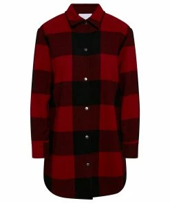 SteveMadden WOMEN'S CLOTHING ELDRIDGE PLAID COAT RED