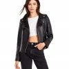 SteveMadden WOMEN'S CLOTHING JUST RIDE VEGAN LEATHER JACKET BLACK