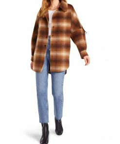 SteveMadden FRINGE WITH BENEFITS COAT BROWN WOMEN'S CLOTHING