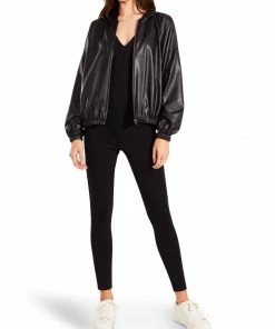 SteveMadden WOMEN'S CLOTHING FAUX CHILL HOODIE BLACK