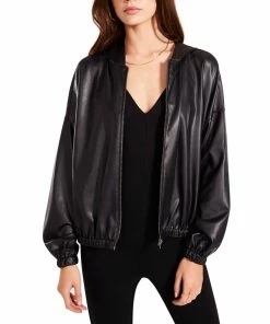 SteveMadden WOMEN'S CLOTHING FAUX CHILL HOODIE BLACK