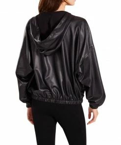 SteveMadden WOMEN'S CLOTHING FAUX CHILL HOODIE BLACK