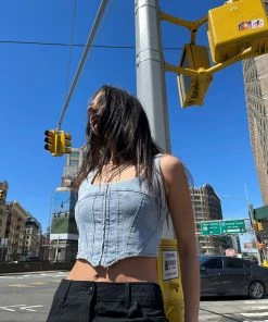 STEVEMADDEN DENIM CORSET TOP