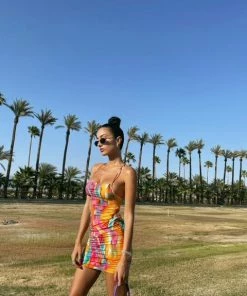 STEVEMADDEN WOMEN'S CLOTHING SWIRL BODYCON MINI DRESS MULTI