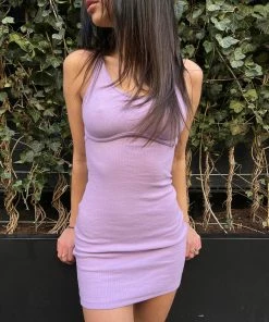 STEVEMADDEN RIBBED DRESS PURPLE