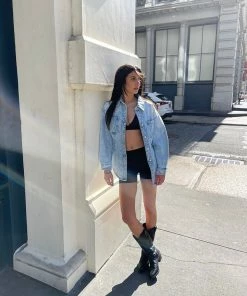 STEVEMADDEN ELASTIC BACK DENIM SHIRT DENIM FABRIC Shop All