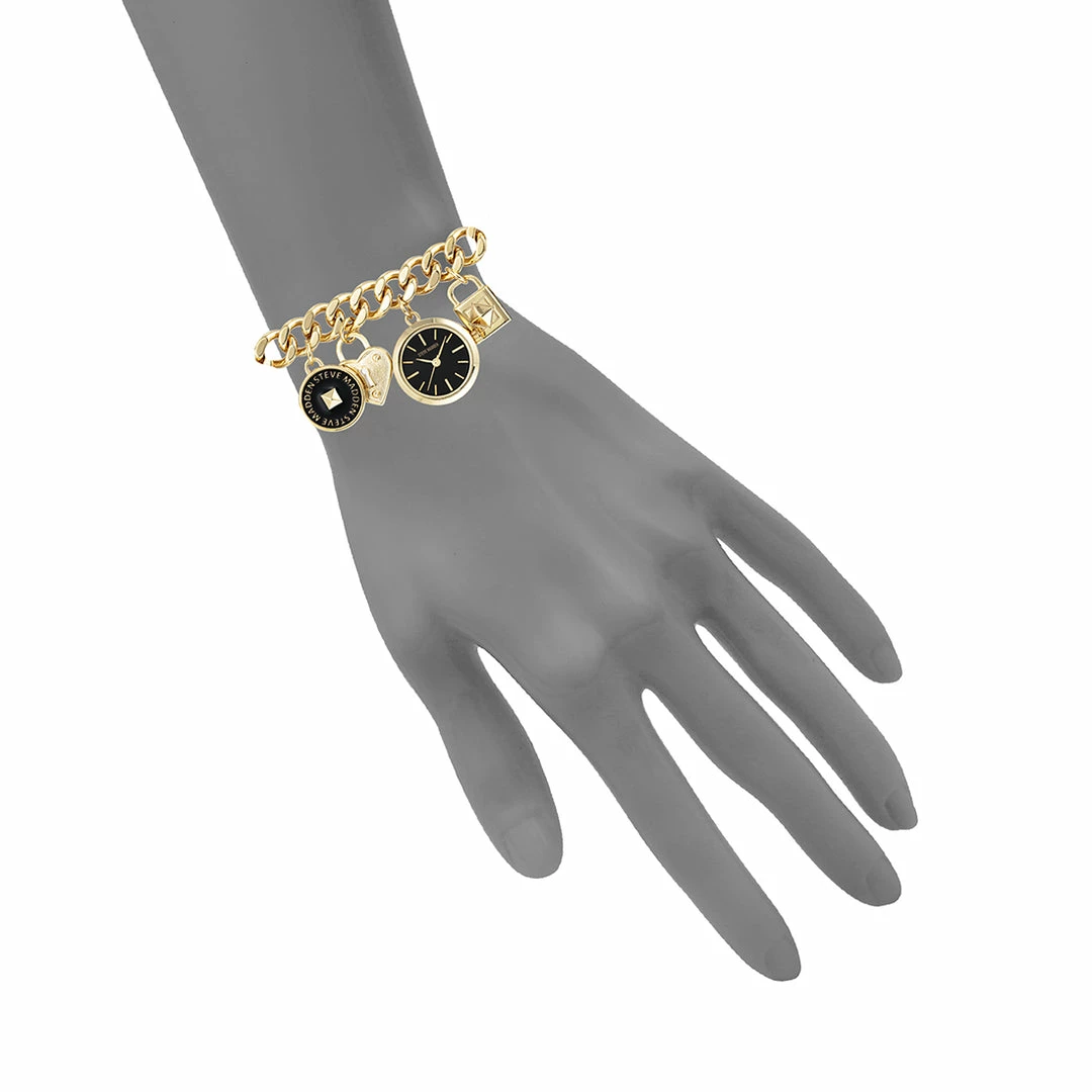 STEVEMADDEN CHARM BRACELET WATCH GOLD