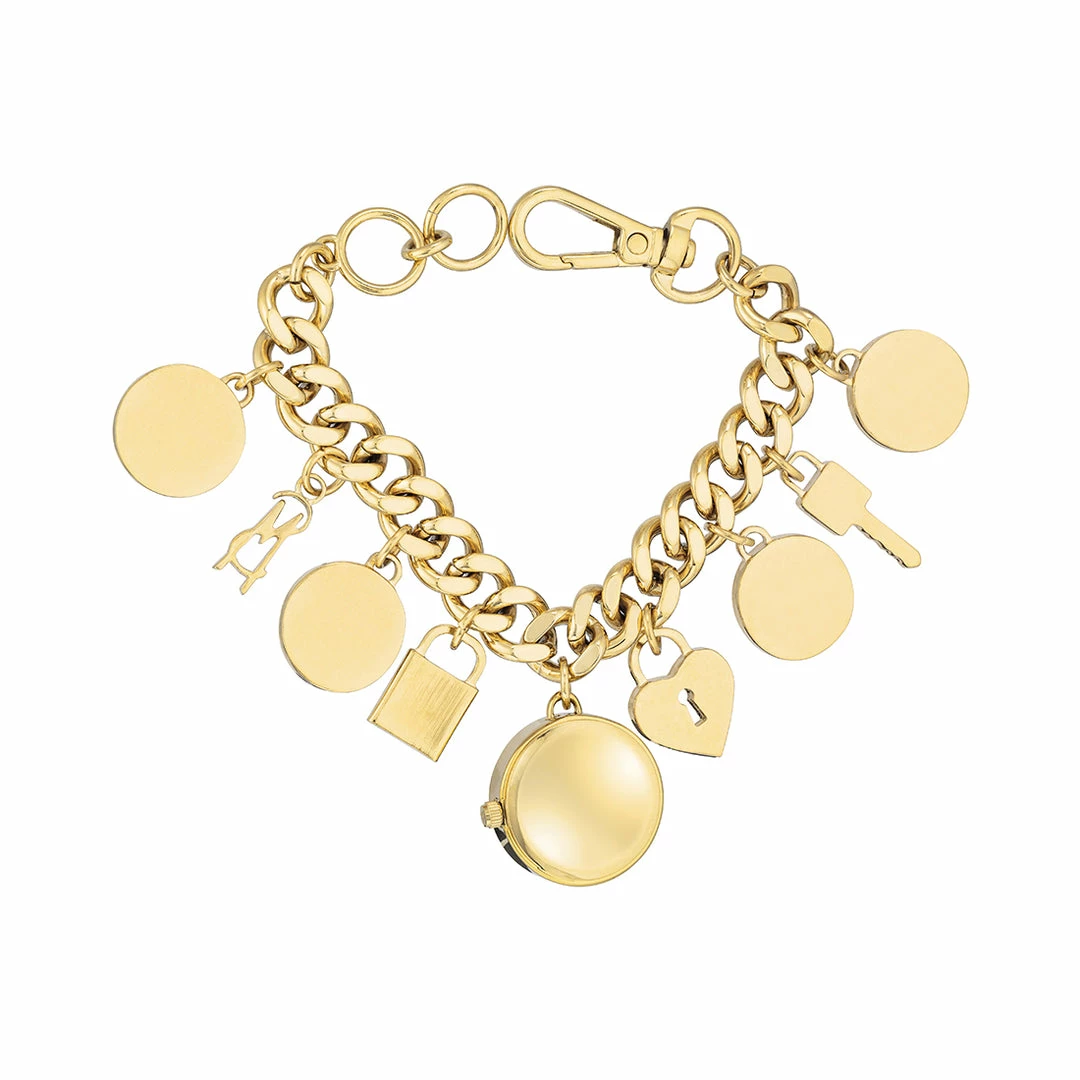STEVEMADDEN CHARM BRACELET WATCH GOLD