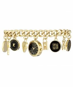 STEVEMADDEN CHARM BRACELET WATCH GOLD