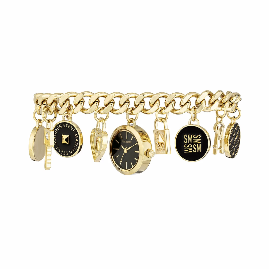 STEVEMADDEN CHARM BRACELET WATCH GOLD
