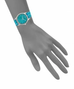 STEVEMADDEN ELEGANT EMBOSSED WATCH TURQUOISE
