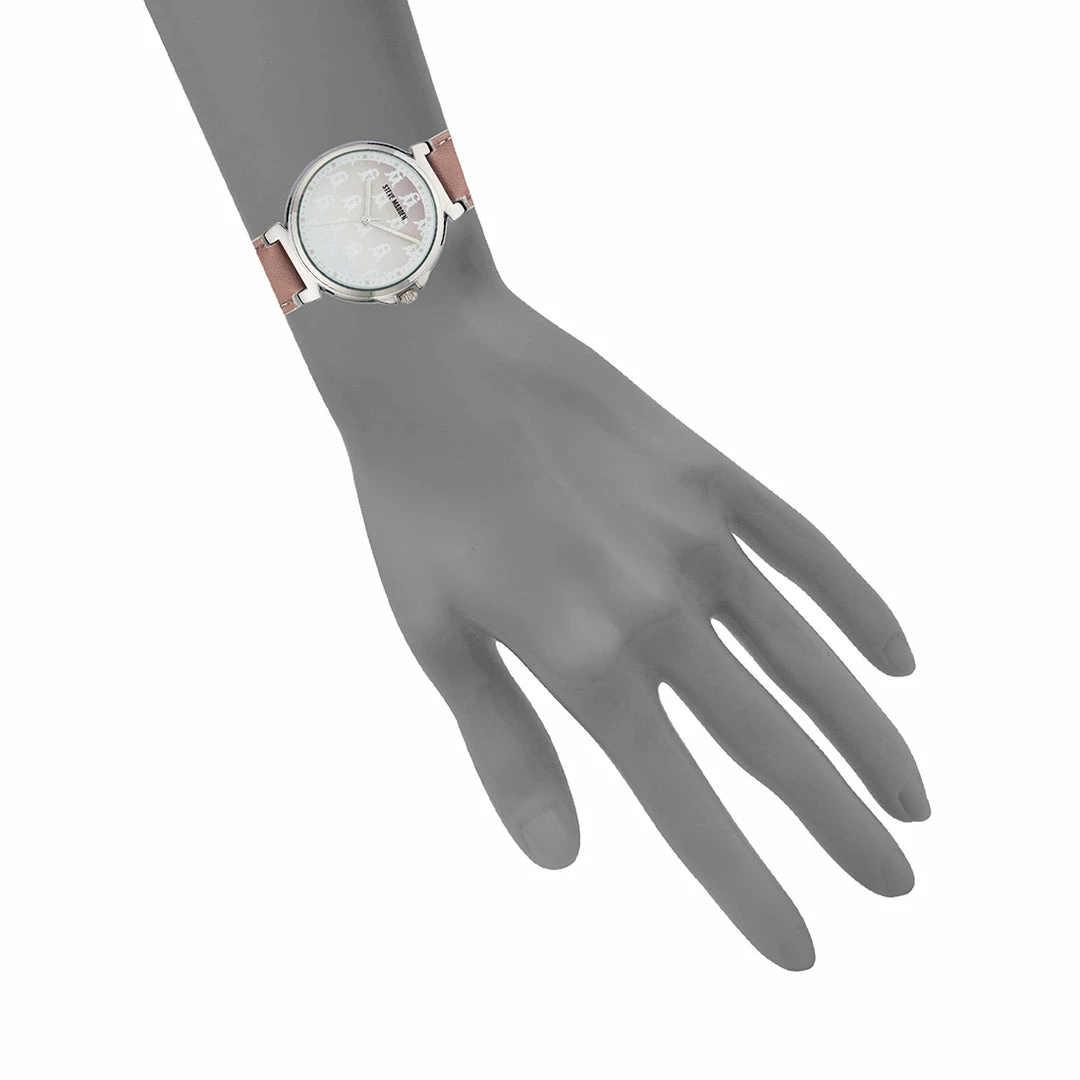 STEVEMADDEN STACKED LOGO WATCH BLUSH PINK