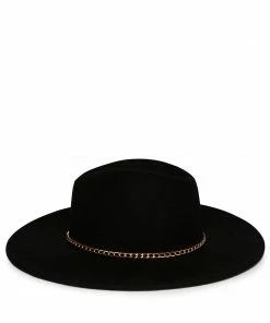SteveMadden CHAIN TRIM FEDORA BLACK