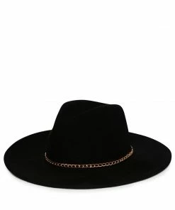 SteveMadden CHAIN TRIM FEDORA BLACK