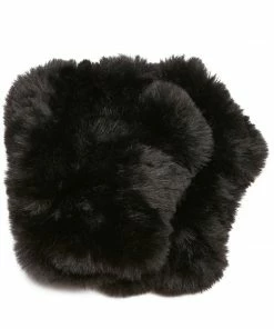 SteveMadden FAUX FUR KNITTED MITTENS BLACK