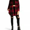 SteveMadden WOMEN'S CLOTHING ELDRIDGE PLAID COAT RED