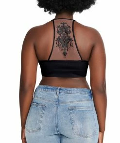 SteveMadden WOMEN'S CLOTHING THE ELLA MESH BRALETTE BLACK +